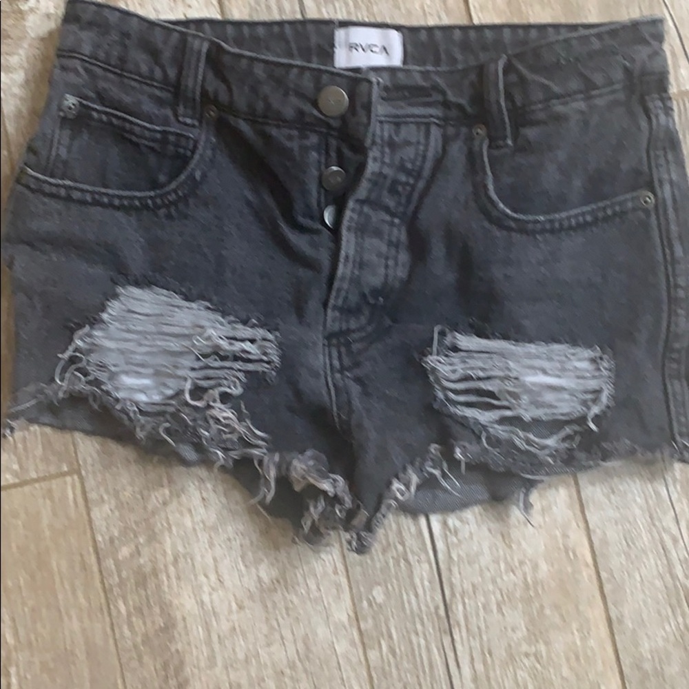 Distressed jean shorts